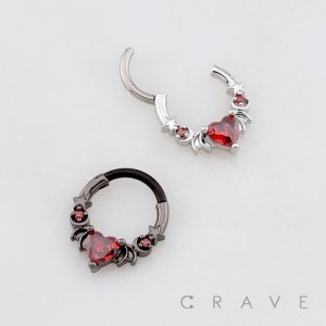 GOTHIC BAT WING CRESCENT MOON STAR SEPTUM CLICKER RING 316L SURGICAL STEEL